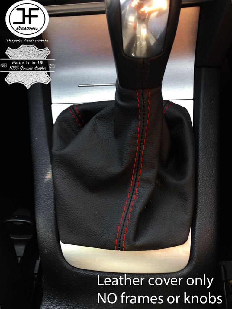 RED STITCH TOP GRAIN LEATHER GEAR GAITER FITS SKODA OCTAVIA MK2 II 2004-2012