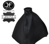 BLACK STITCHING REAL LEATHER GEAR GAITER FITS LANCIA DELTA III 2008-2014