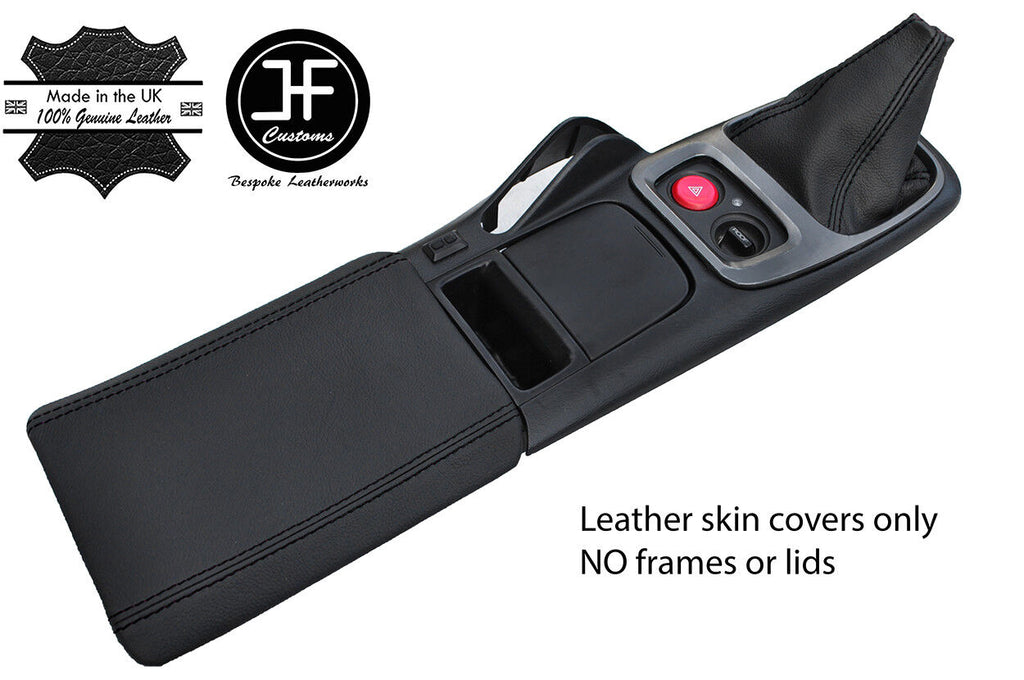 BLACK STITCH TOP GRAIN LEATHER GEAR GAITER ARMREST COVER FOR HONDA S2000 99-03