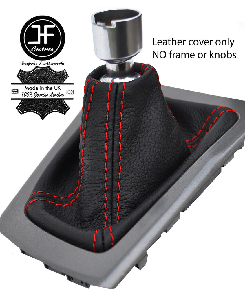 RED STITCHING TOP GRAIN LEATHER GEAR GAITER FITS FORD FOCUS MK3 2011-2015