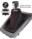 RED STITCHING TOP GRAIN LEATHER GEAR GAITER FITS FORD FOCUS MK3 2011-2015