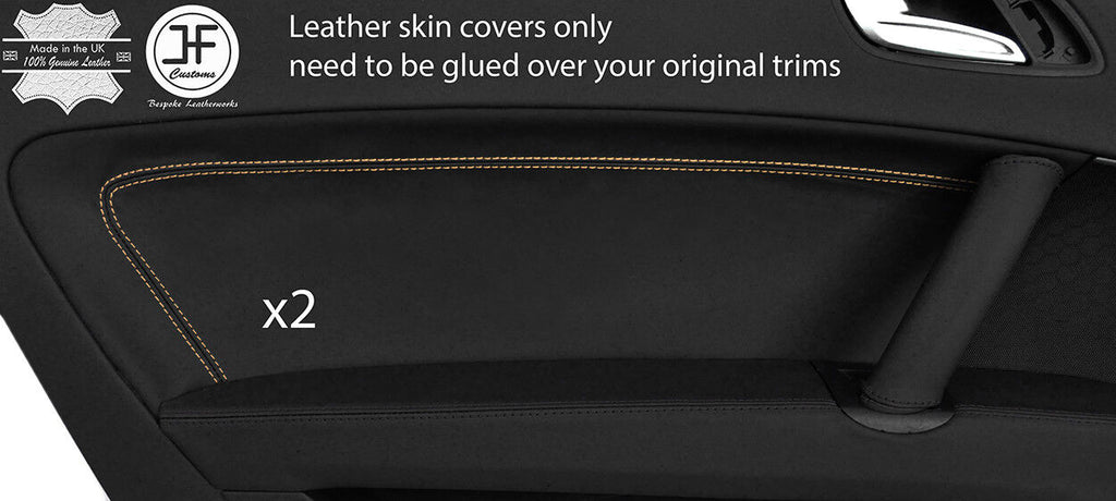 BEIGE STITCH 2X FRONT DOOR CARD NAPPA LEATHER COVERS FITS AUDI TT MK2 2006-2014