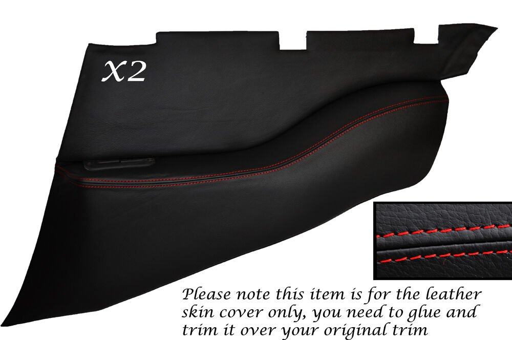 RED STITCH 2X REAR DOOR CARD TRIM SKIN COVERS FITS PORSCHE 911 964 993 89-97