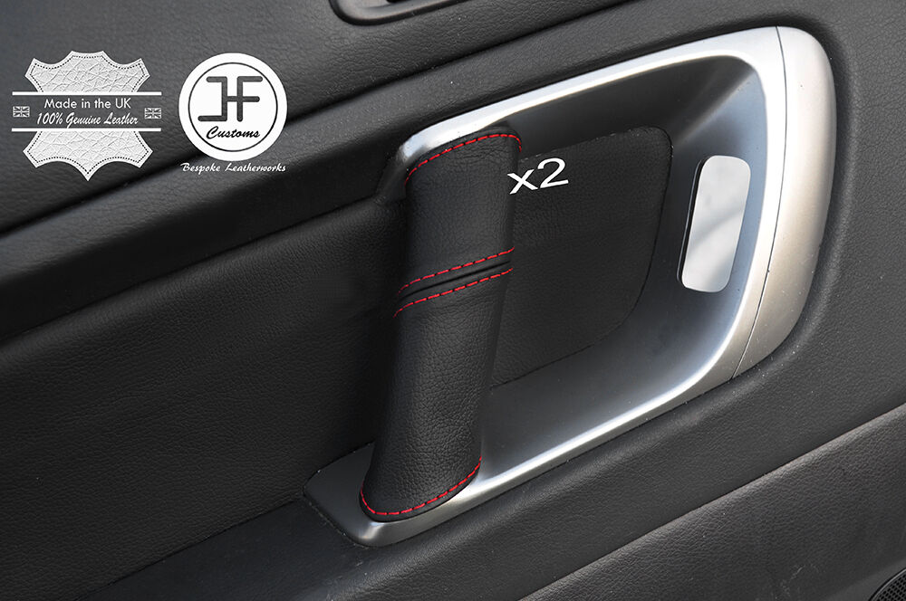 RED STITCH 2X REAR DOOR HANDLE LEATHER COVERS FITS SUBARU OUTBACK 2003-2009