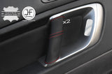 RED STITCH 2X REAR DOOR HANDLE LEATHER COVERS FITS SUBARU OUTBACK 2003-2009
