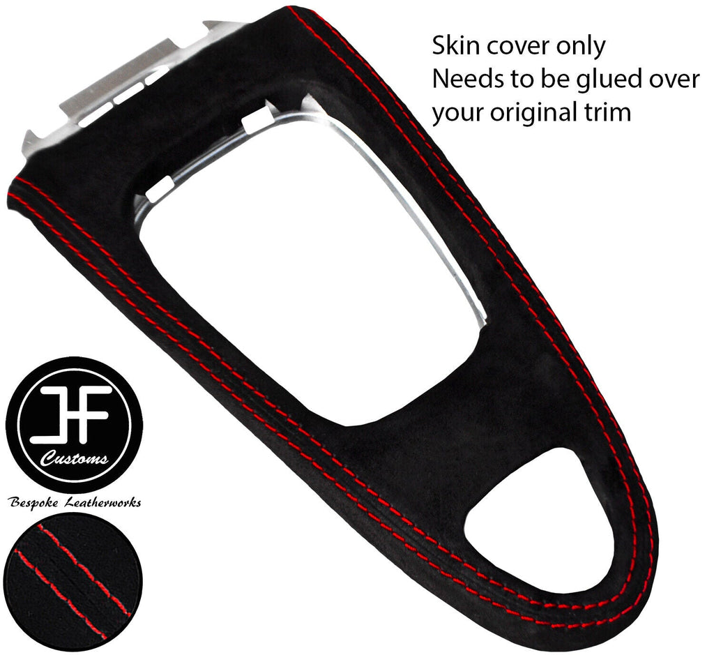 RED STITCH MANUAL GEAR SURROUND SUEDE COVER  FOR SAAB 93 9-3 2003-2012