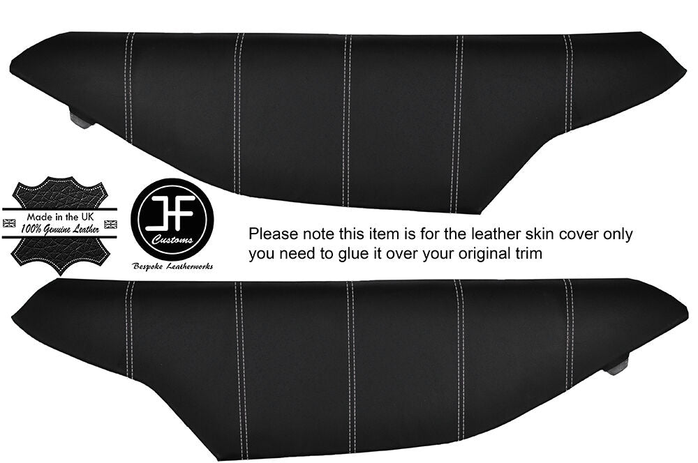 GREY STITCH 2X DOOR CARD TRIM LEATHER COVERS FITS DELOREAN DMC-12 1981-1983