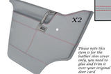 RED STITCH 2X DOOR CARDS GREY LEATHER COVERS FITS VW T4 TRANSPORTER CAMPER