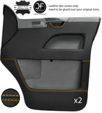 YELLOW STITCH 2X NO AIR VENT FRONT DOOR CARD LEATHER COVER FOR VW T5 TRANSPORTER
