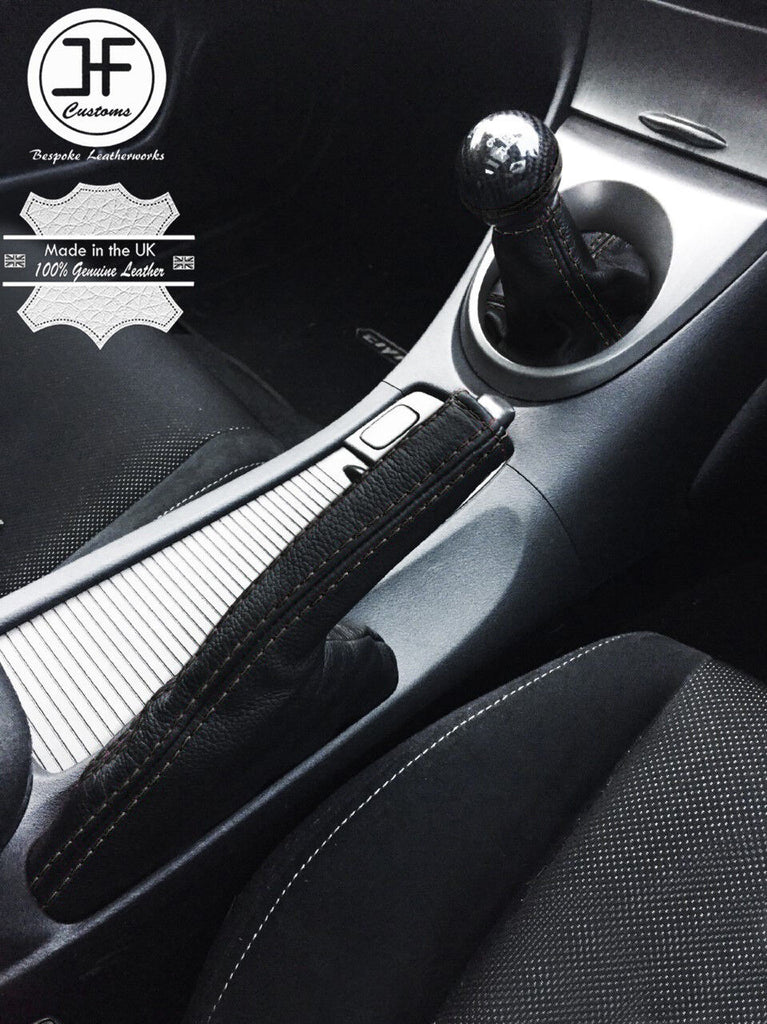 BLACK STITCH LEATHER GEAR HANDBRAKE GAITER FITS HONDA CIVIC TYPE R S 2006-2011