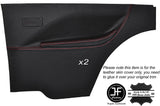 RED STICH 2X REAR FULL DOOR CARD LEATHER COVER FITS FORD ESCORT MK1 COUPE 2DR