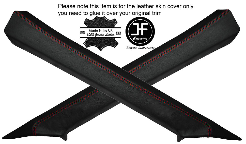 RED STITCHING 2X REAR C PILLAR LEATHER COVERS FITS ROVER SD1 VITESSE CUSTOM NEW