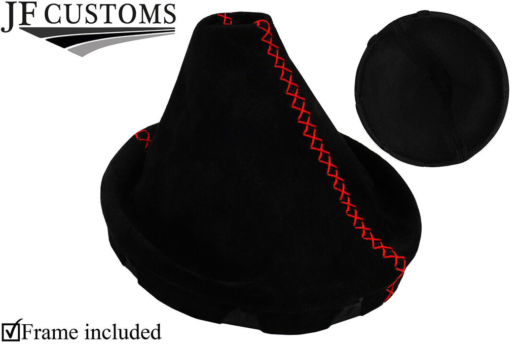 RED LUX-STITCH SUEDE GEAR GAITER WITH PLASTIC FRAME FOR VW T5 03-15 CUSTOM NEW