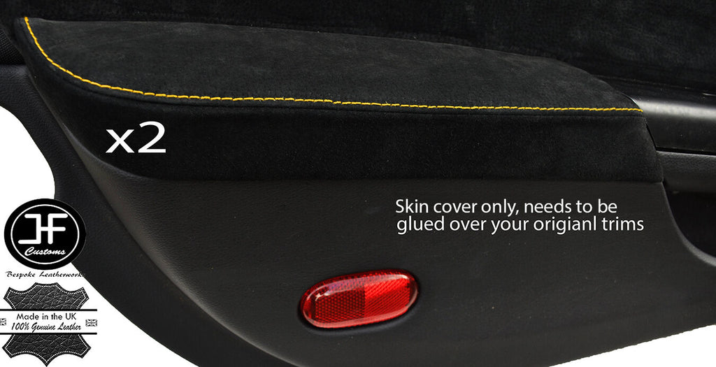YELLOW STITCH 2X DOOR ARMREST SUEDE COVERS FITS 350Z Z33 07-2009 FACELIFT