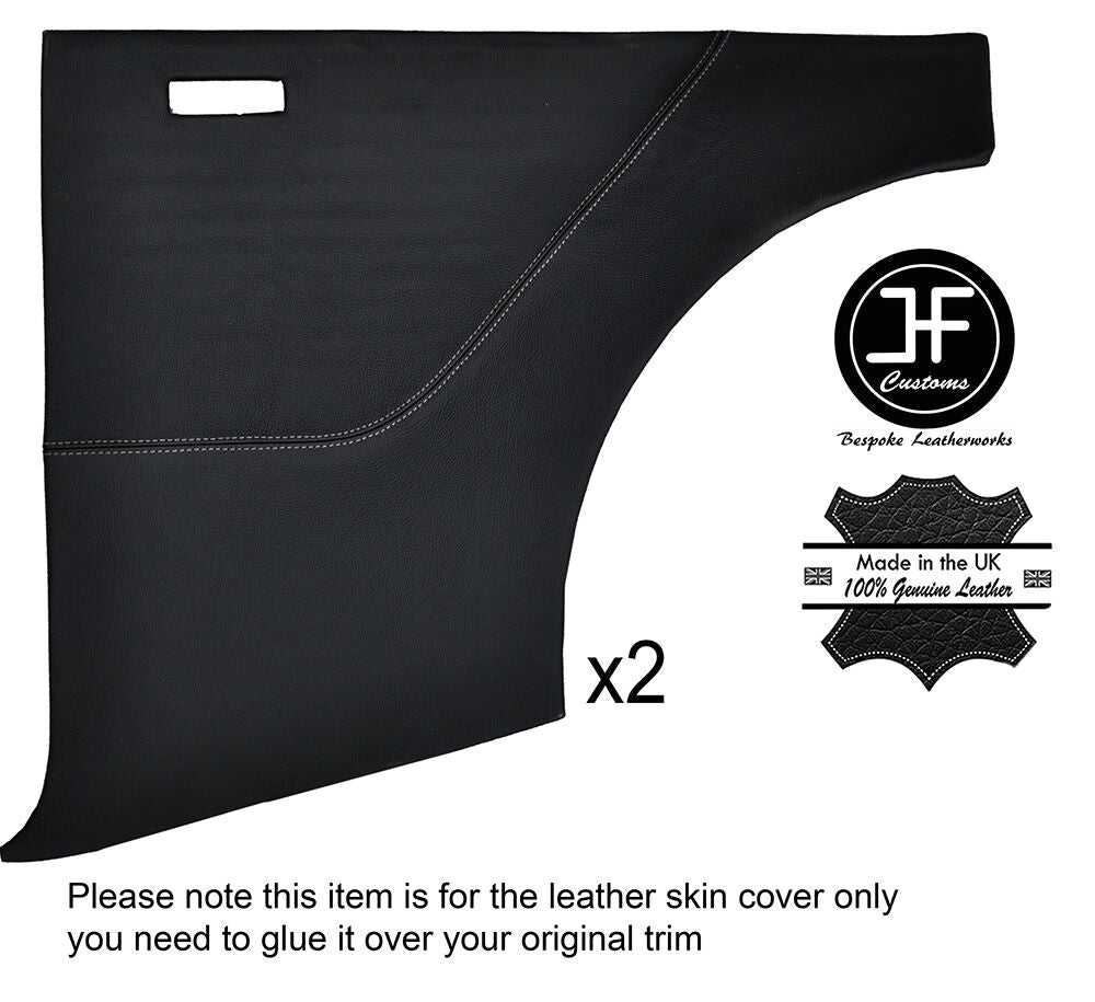 WHITE STITCHING 2X REAR DOOR CARD LEATHER COVER FITS FORD ANGLIA 105E 123E