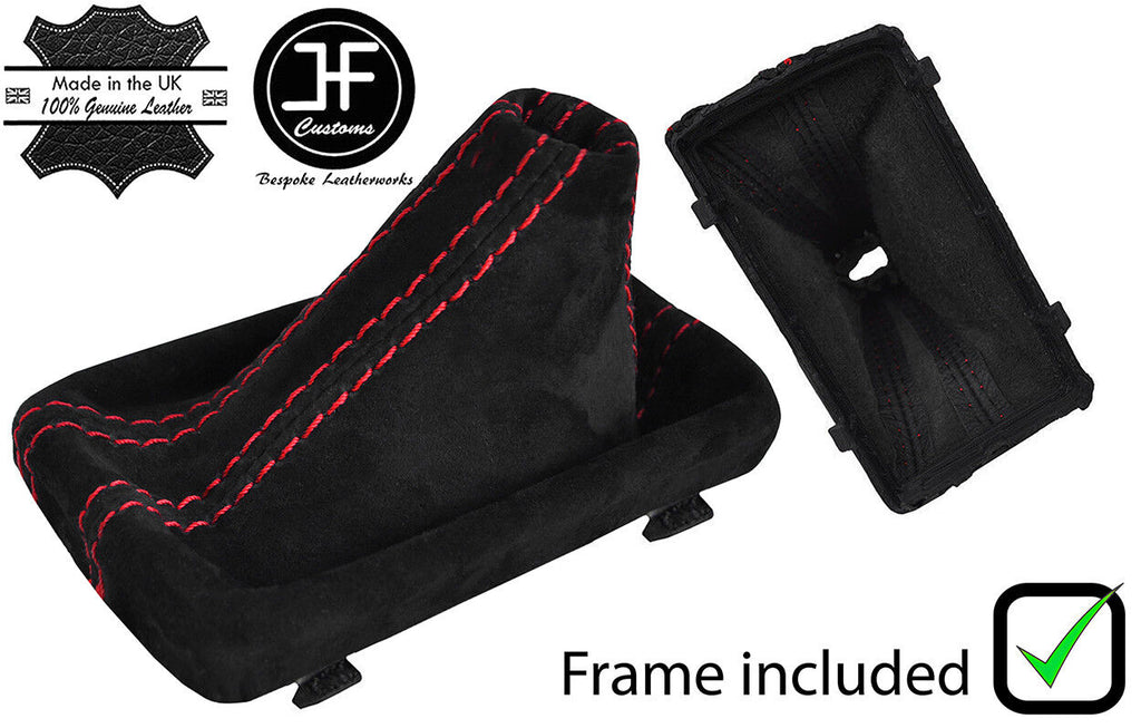 RED STITCH REAL SUEDE GEAR GAITER PLASTIC FRAME FOR AUDI A4 B8 08-2015 DSG