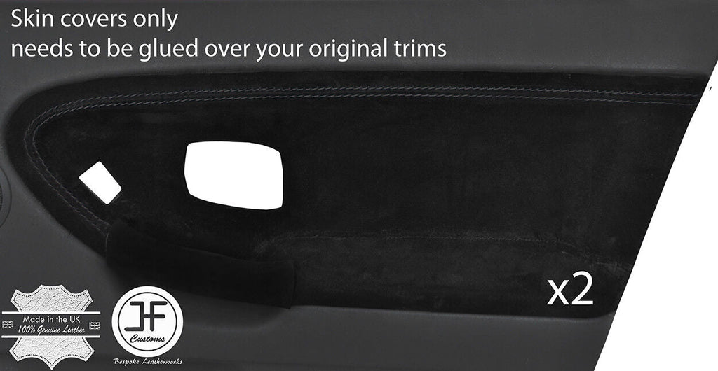 BLACK STITCH 2X FRONT DOOR CARD SUEDE COVER FOR BMW E36 SALOON TOURING STYLE 2