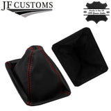 RED STITCH LEATHER GEAR GAITER + METAL FRAME FITS ALFA ROMEO SPIDER 105