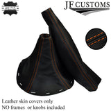 FITS MAZDA RX-7 RX7 MK3 1992-2002 GEAR+HANDBRAKE LEATHER ORNAGE DOUBLE STITCHING