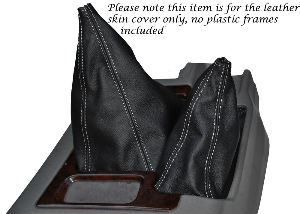 WHITE STITCH LEATHER GEAR GAITER SHIFT BOOT FITS NISSAN PATROL Y61 1998-2013