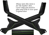 GREEN STITCH 2X A PILLAR LEATHER COVER FITS VW T4 TRANSPORTER CAMPER 1996-2003