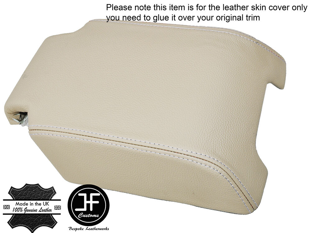 BEIGE LEATHER WHITE ST ARMREST COVER FOR LANDROVER DISCOVERY 3 4 LR3 LR4 04-15