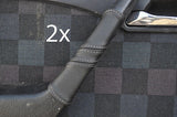 grey stitch FITS MERCEDES C CLASS W202 93-97 2X DOOR HANDLE LEATHER COVERS