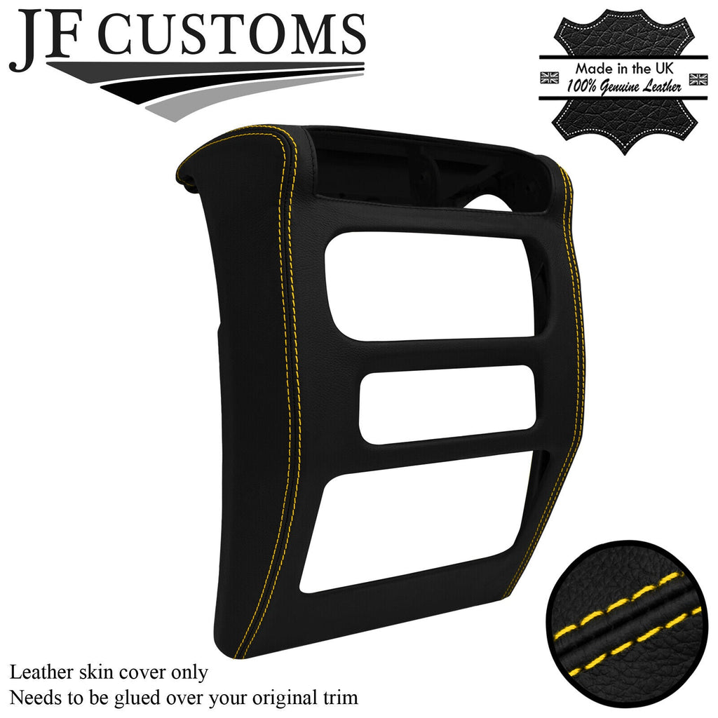 YELLOW STITCH LEATHER CONSOLE RADIO SURROUND COVER FOR JEEP WRANGLER TJ 03-06