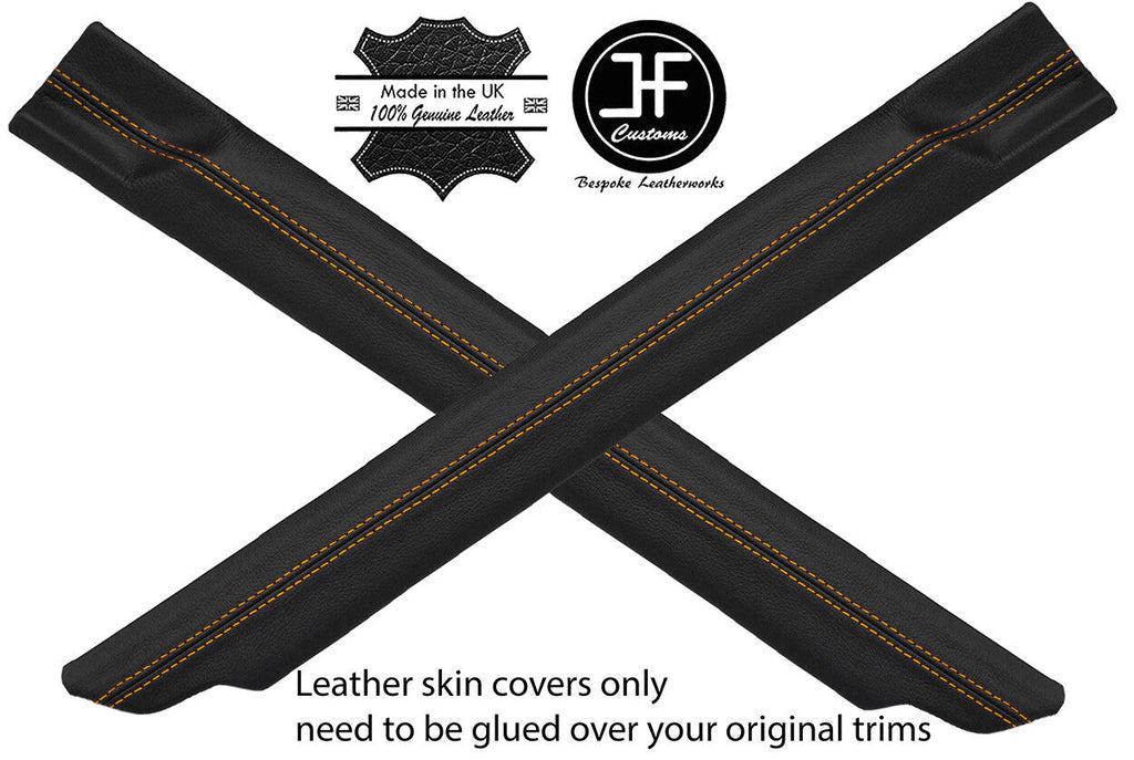 YELLOW STITCH 2X A PILLAR LEATHER COVERS FITS DISCOVERY 1 TDI V8 200 1989-1998