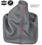 RED STITCH MANUAL GREY LEATHER GEAR LEVER GAITER FOR VW NEW BEETLE 1998-2011