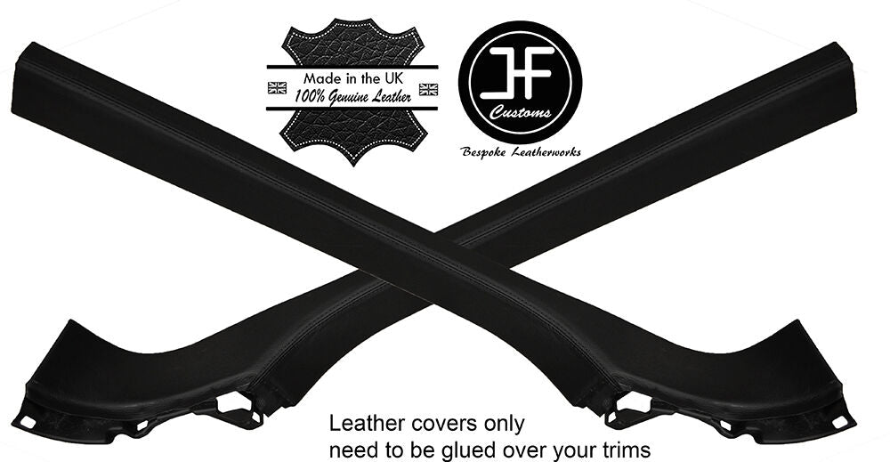 BLACK STITCH 2X DOOR SILL REAL LEATHER COVERS FITS AUDI TT MK2 2006-2014