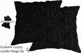 2X EXCLUSIVE LUXURY GENUINE SUEDE GORGEOUS CUSHION DESIGN LARGE BLACK CUSTOM NEW