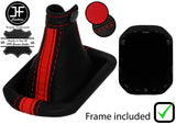 RED BLACK STRIPE LEATHER MANUAL GEAR + PLASTIC FRAME FOR JEEP RENEGADE 14-20
