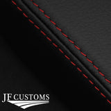 DARK RED STITCH LEATHER ARMREST LID COVER FOR VW POLO 2017-2022 CUSTOM NEW