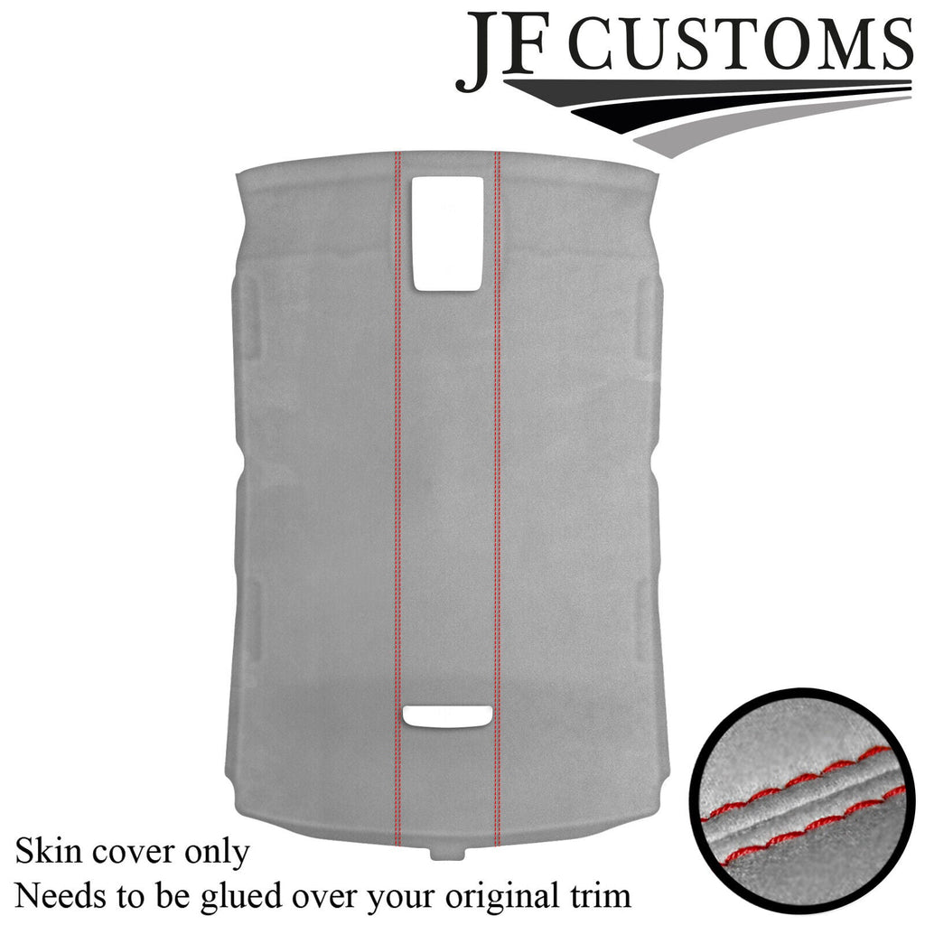 RED STITCH L GREY SUEDE ROOF HEADLINER COVER FOR AUDI A4 B7 04-09 SALOON