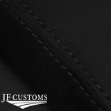 BLACK STITCH SUEDE ARMREST LID COVER FITS VW POLO 2017-2022 CUSTOM NEW