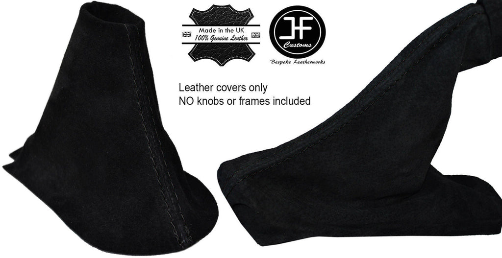 BLACK STITCH SUEDE AUTOMATIC AUTO GEAR & HANDBRAKE SET FITS FORD MUSTANG 15-17