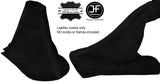 BLACK STITCH SUEDE AUTOMATIC AUTO GEAR & HANDBRAKE SET FITS FORD MUSTANG 15-17