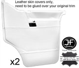 WHITE REAL LEATHER 2X FRONT DOOR CARD COVERS FITS VW T4 TRANSPORTER CARAVELLE