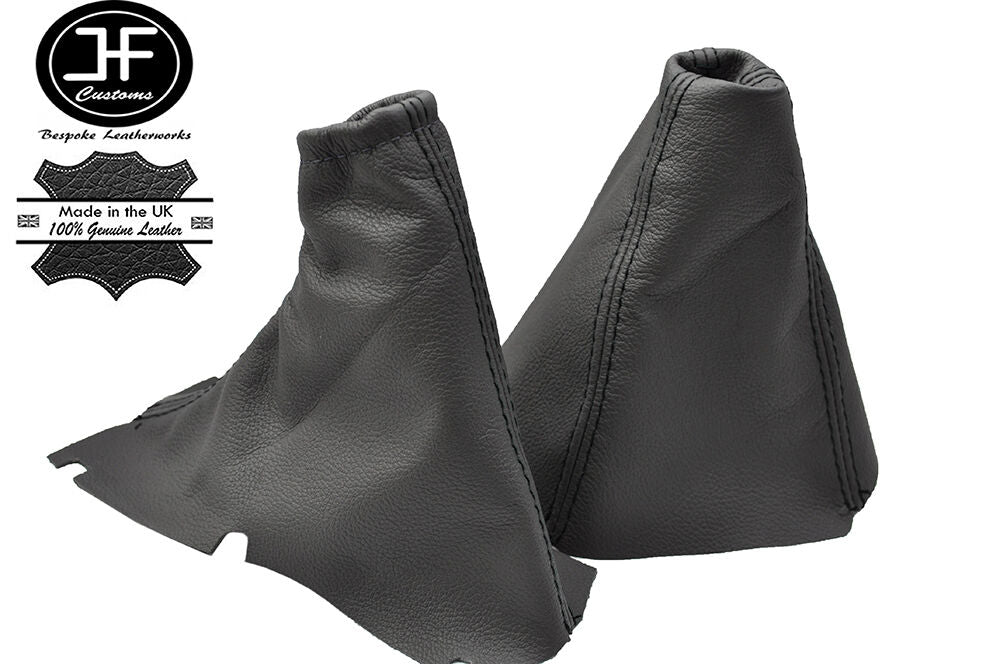 BLACK STITCH FITS VOLVO V70 2001-2007 DARK GREY LEATHER GEAR HANDBRAKE GAITER