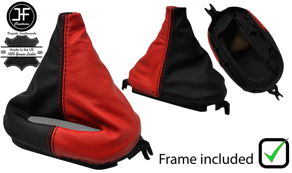 BLACK & RED  2 TONE LEATHER AUTOMATIC GEAR+PLASTIC FRAME FOR CORVETTE C5 97-04