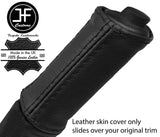 BLACK BLACK STRIPE TOP GRAIN LEATHER HANDBRAKE HANDLE COVER FOR RENAULT TRAFIC