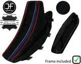 BLACK & TRI STITCH SUEDE HANDBRAKE GAITER + PLASTIC FRAME FOR BMW X3 E83 03-10