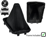 BLACK STITCH REAL LEATHER GEAR GAITER+PLASTIC FRAME FITS SKODA RAPID 2012-2017