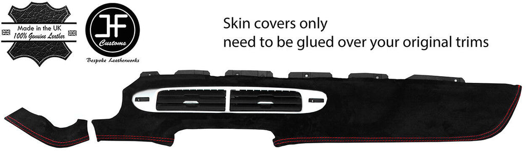 RED STITCH DASH VENTS TRIM REAL SUEDE COVER FITS CAMARO 2012-2015 STYLE 2