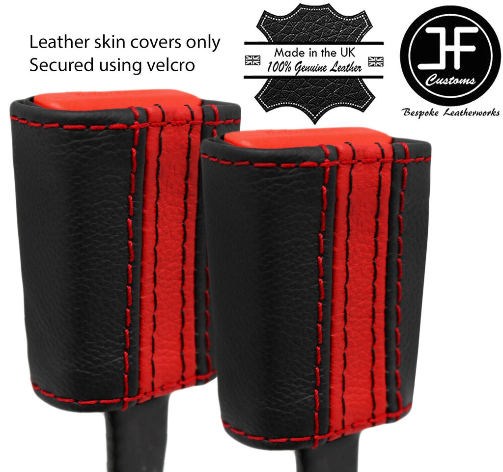 BLACK RED STRIPE 2X SEAT BELT LEATHER COVERS FITS BMW MINI R50 R52 R53 01-06