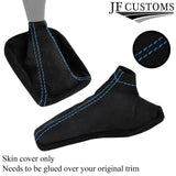 L BLUE STITCH SUEDE GEAR+HANDBRAKE SET COVER FOR SUBARU IMPREZA WRX STI 05-07