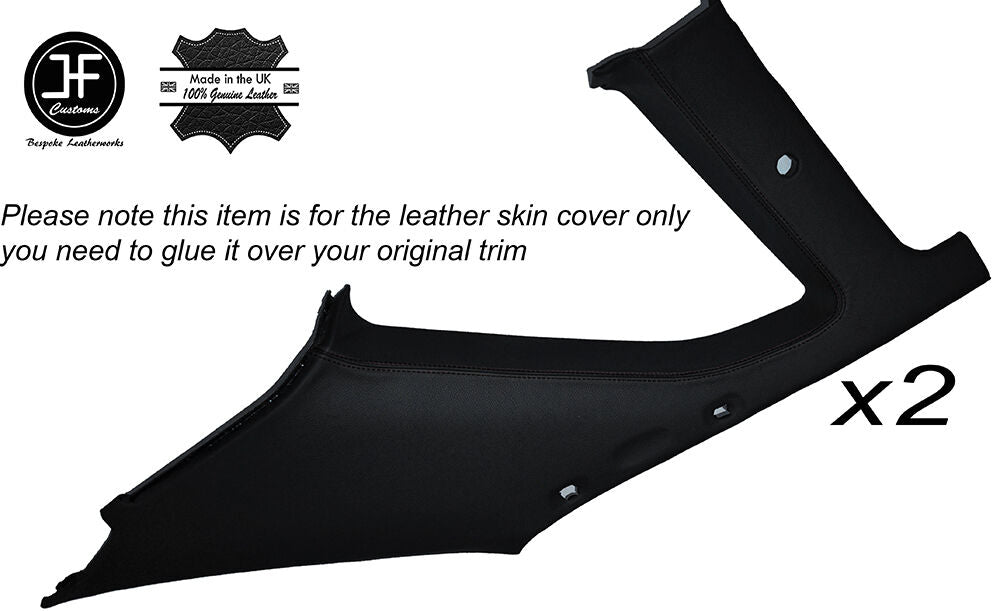BLACK STITCH 2X B C PILLAR TRIM SKIN COVERS FITS NISSAN SKYLINE R34 GTR 98-02