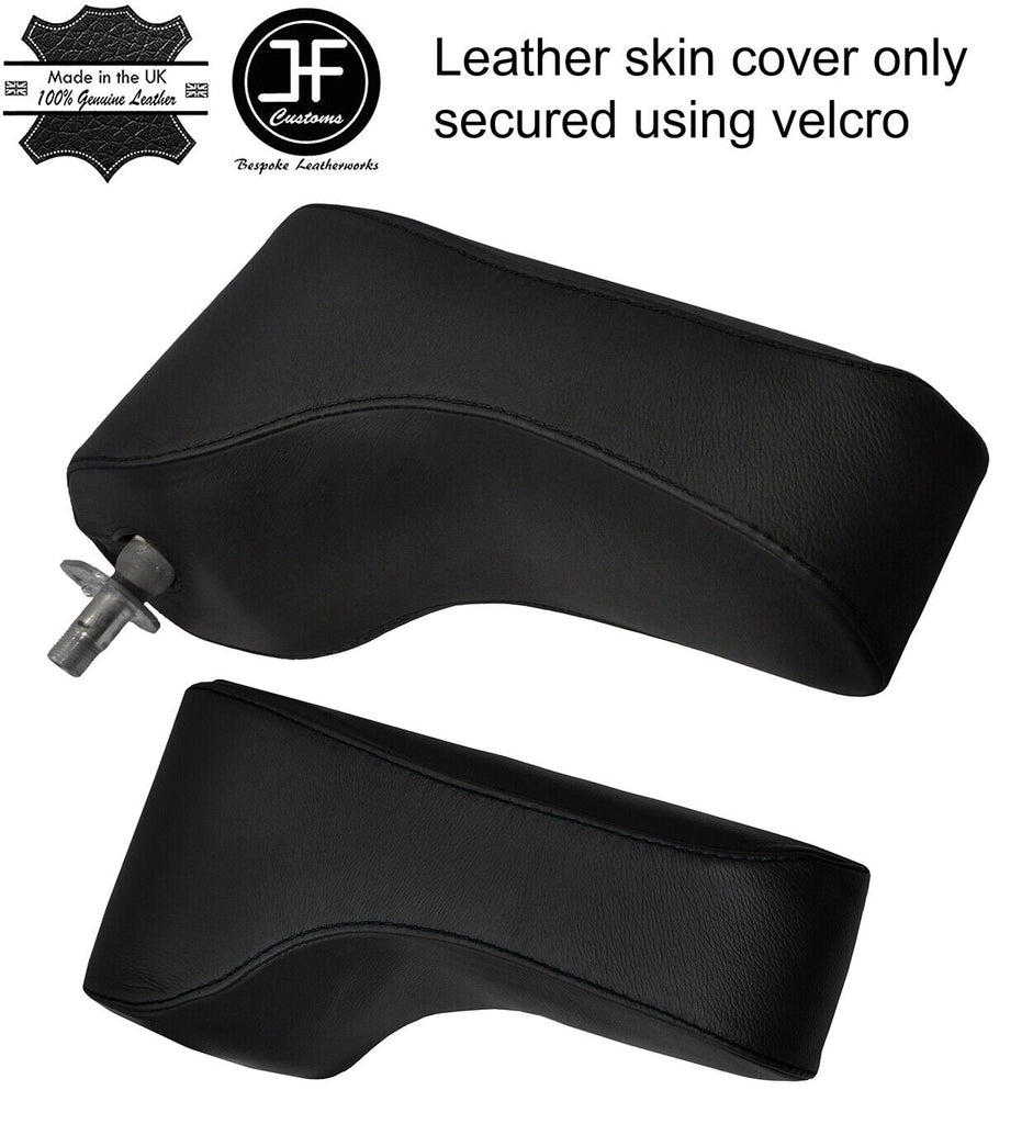BLACK STITCH TOP GRAIN REAL LEATHER ARMREST COVER FOR MERCEDES W201 190 83-89