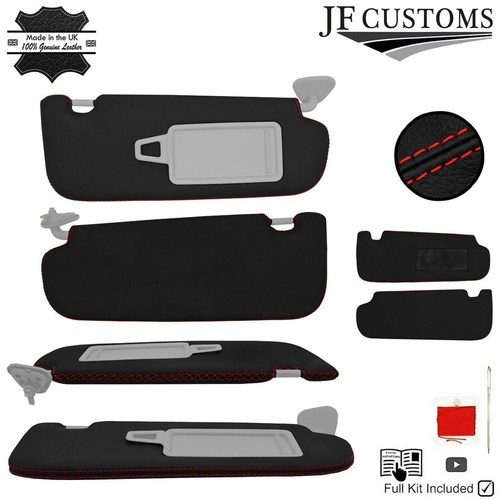 RED CROSS STITCH 2X SUN VISOR LEATHER COVERS FOR KIA OPTIMA 11-15 SALOON